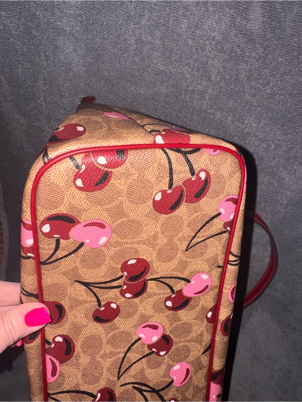 Coach Gallery Tote brown signature canvas with cherry print - Picture 9 of 12